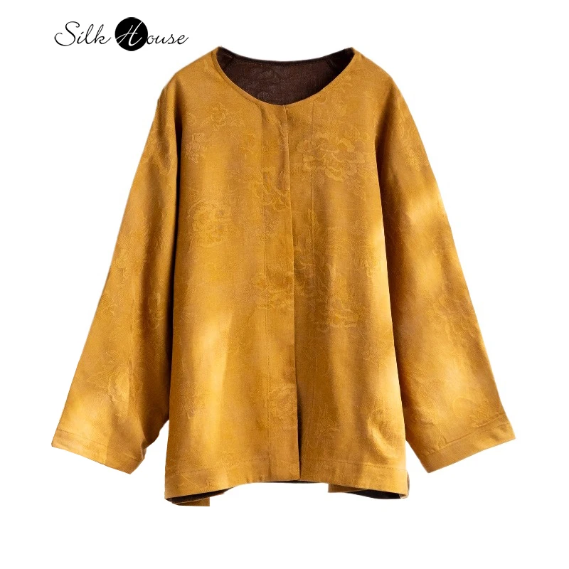 

2026 Women's Fashion Clothing 100% Natural Mulberry Silk Fragrant Cloud Yarn Round Neck Versatile Loose Long Sleeved Cardigan