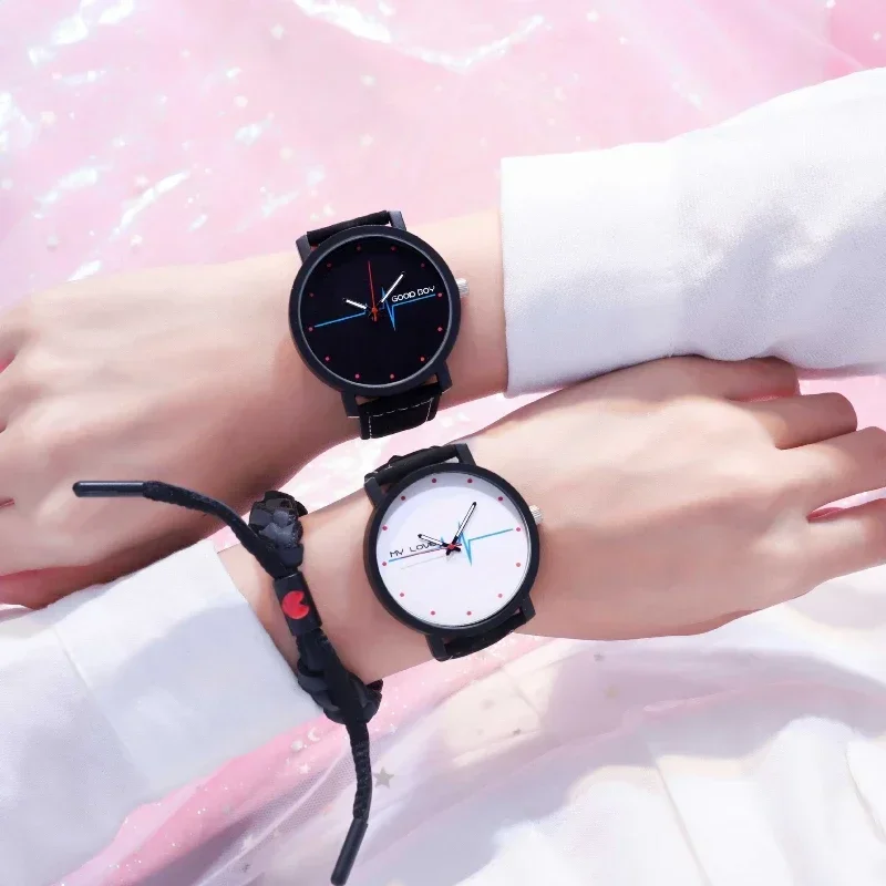 2pc Luxury Brand Minimalist Couple Watch for Men Women Casual Silicone Quartz Clock 2024 Black White Valentine Watch  for Couple