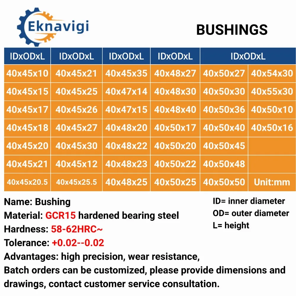 1PCS Inner Diameter 40 MM Wear-resistant Steel Sleeve GCR15 Bearing Steel Drill Sleeve Machinery Multi Purpose Bushing