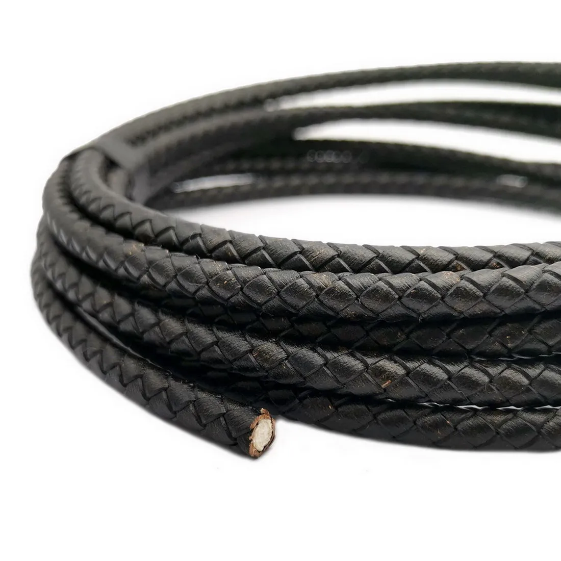 

Real Leather Strap 6.0mm Braided Bolo Cords Bracelet Making Craft Distressed Black