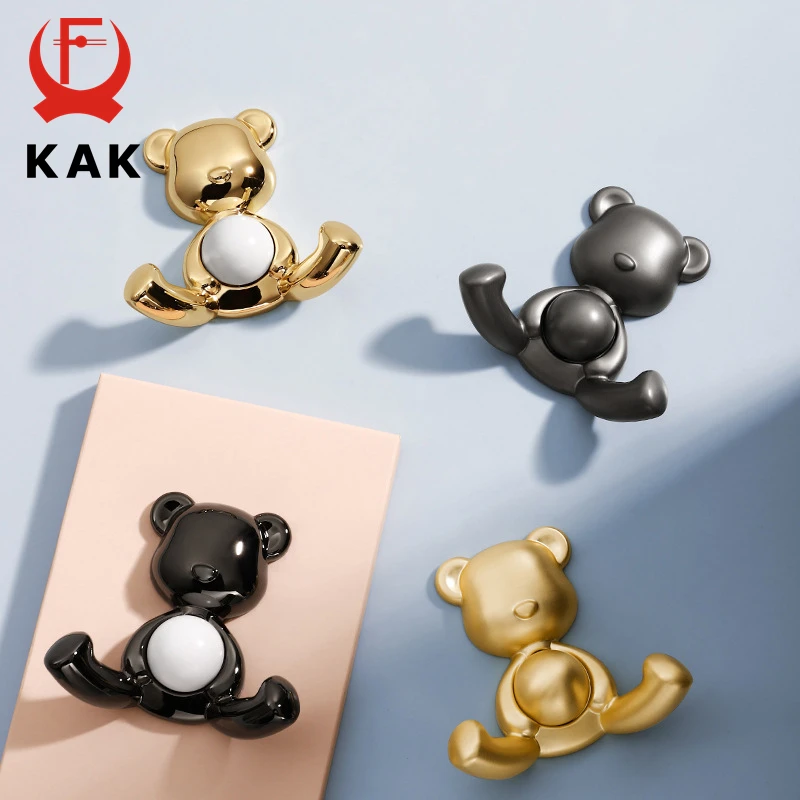 

KAK Decorative Bear Hook Zinc Alloy Gold Wall Hanging Hooks Wall Clothes Hanger Hook Rack Coat Hat Bag Towel Hanger for Bathroom