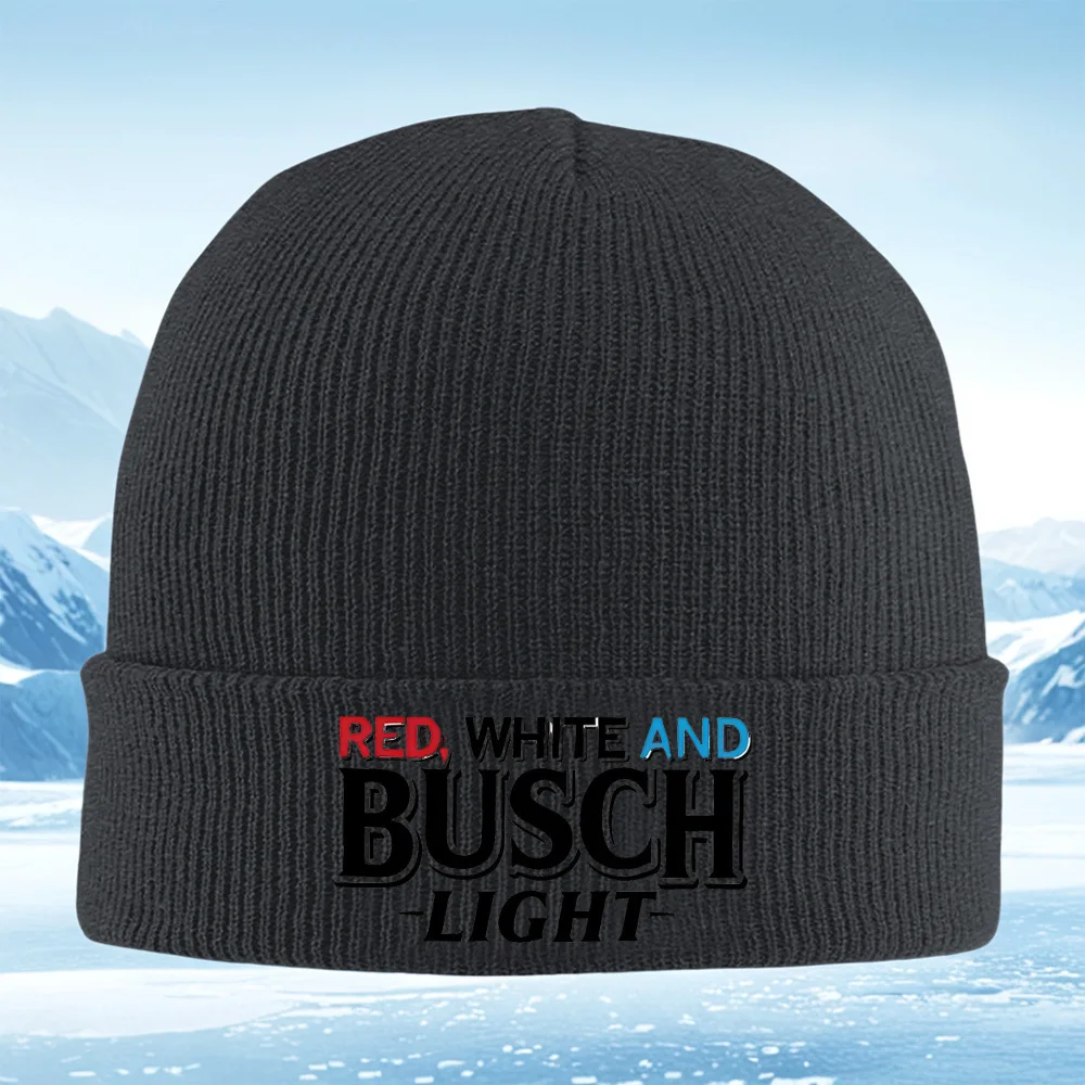 Rot Weiß Blau Busch Light Logo Männer Frauen Unisex Strickmütze Beanie Pullover Mütze Winter Thermal Warm Weihnachten Outdoor Radfahren H