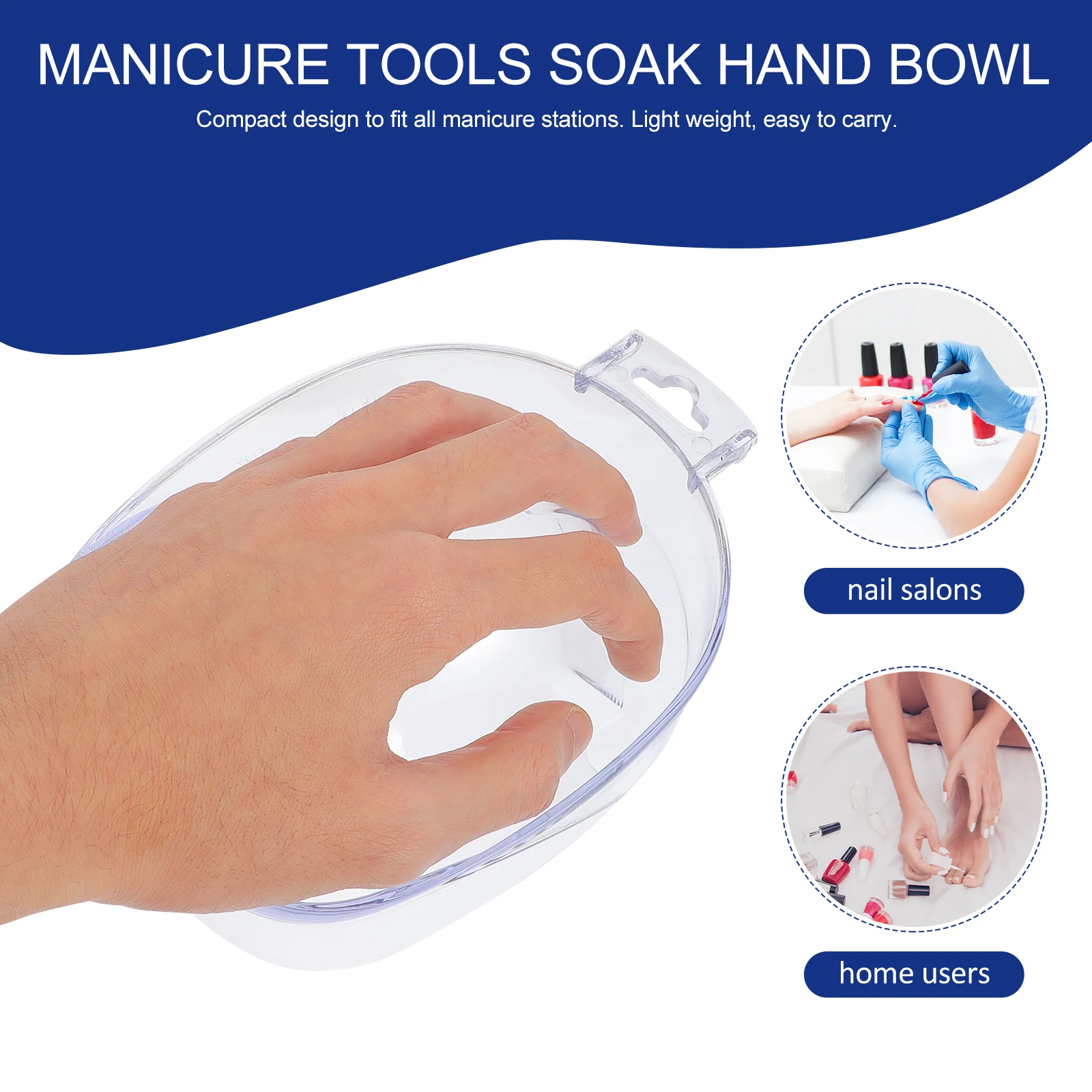 

Premium Soaking Durable Acrylic Manicure Removing Bowl Diy Nail Art Tool Home Professional Use Non-Break Manicure Soak Container