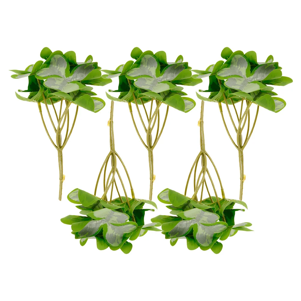 

5Pcs Artificial Shamrock Stems Lifelike Green Plants Home Office Table Centerpiece Faux Shamrock Picks Simulated Plant Decor