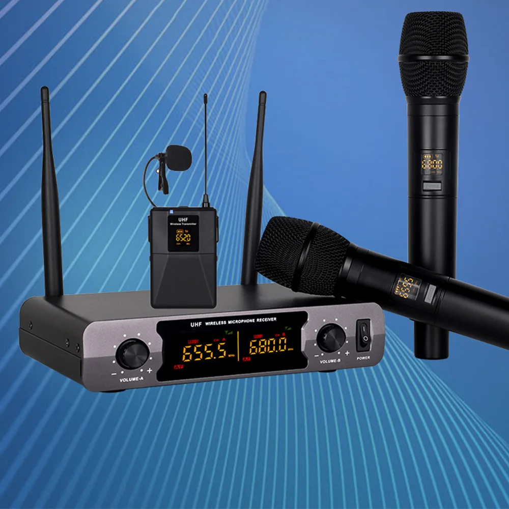 

Microphone Wireless Uhf Professional System Uhf Mic Dynamic Karaoke Mic Frequency Party Stage Church Dual Handheld Microphones