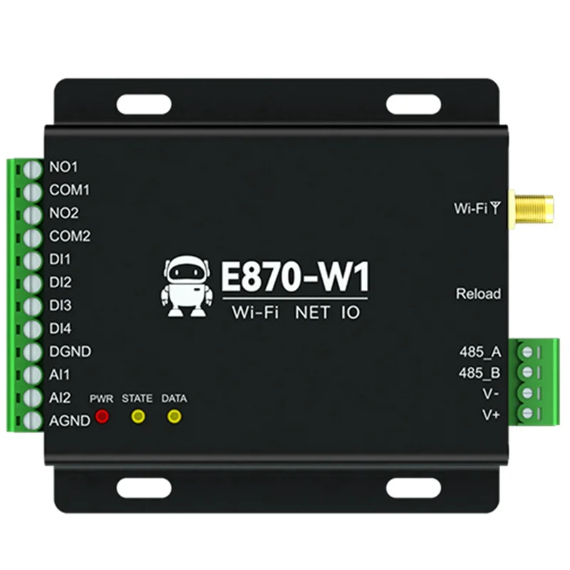 WiFi Edge Acquisition Gateway IO Controller, e870-W1, Ethernet Modbus, RS485 4DI + 2DO + 2AI, TCP UDP MQTT