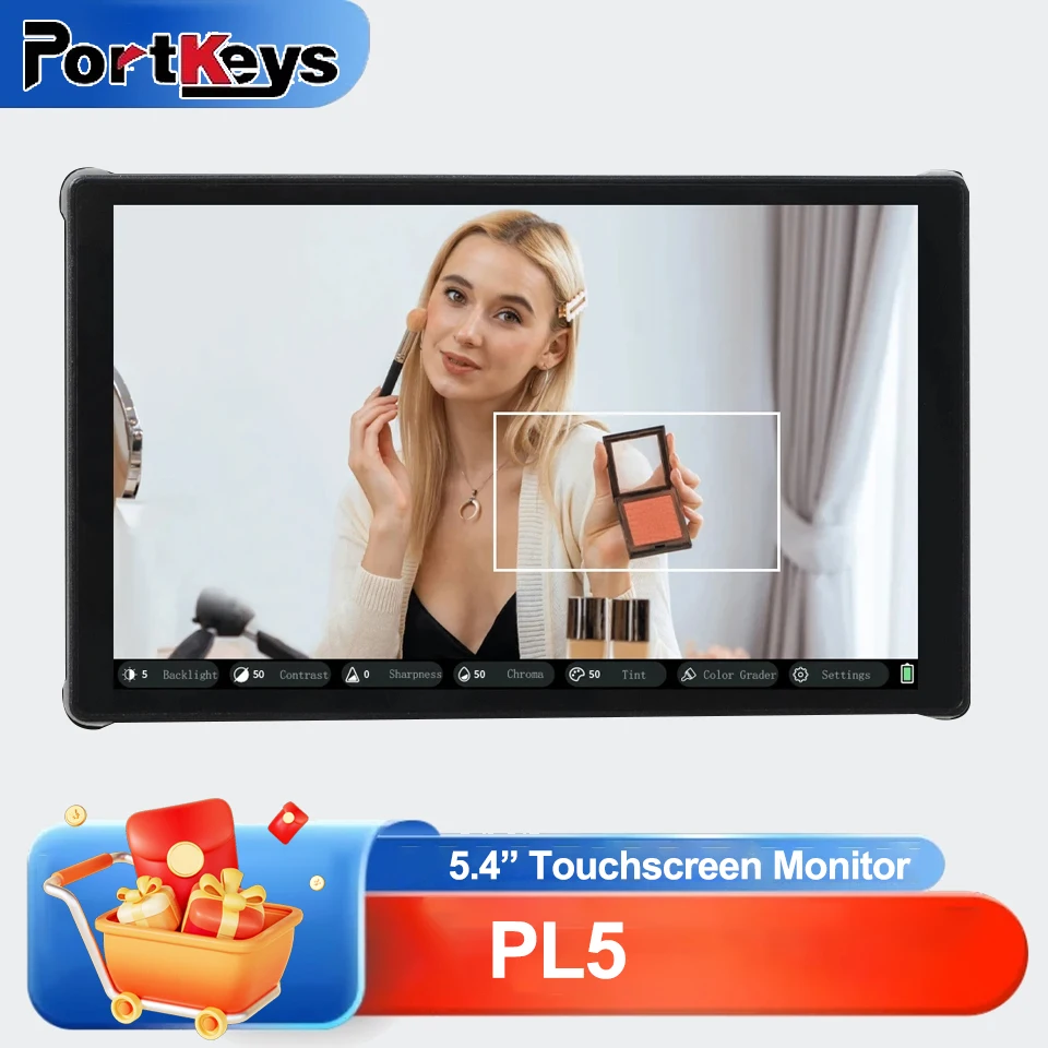 

PORTKEYS PL5 5.4" 500nits 4K HDMI/USB Monitor 1000:1 1920*1152 Touchscreen Display Monitor for Live Streaming