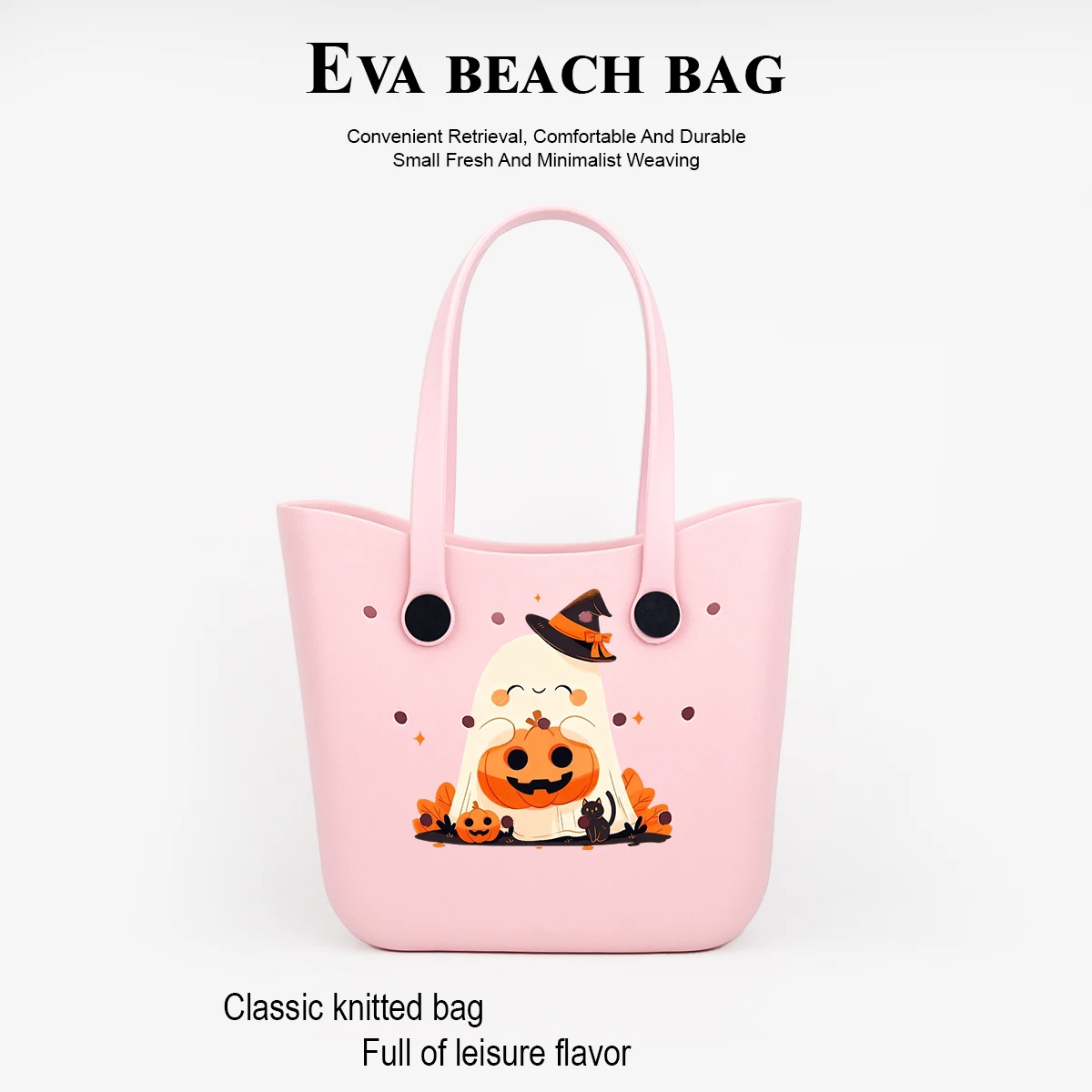 

Halloween Ghost Pumpkin Print Eva Bag, Suitable for Halloween Gifts, Portable for Daily Commuting, Travel, Vacation, Camping, Sports, Beach Use, Versatile for All Seasons, Detachable Handle, Open-Top, Durable, Breathable, Waterproof, Reusable, Large Capac