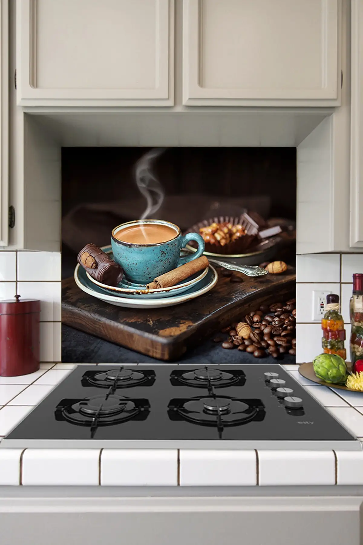 Cucina fornello posteriore caffè e cioccolato adesivo decorazione della casa immagine della parete regalo cucina