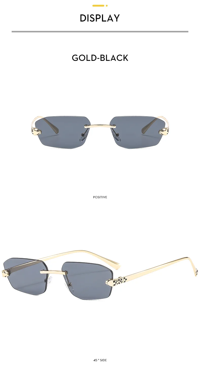 Beliebte Marke Braun Quadrat Frauen Sonnenbrille Mode Luxus Randlose Rechteck Sonnenbrille Weibliche Shades UV400 Vintage Brillen – Detail 12