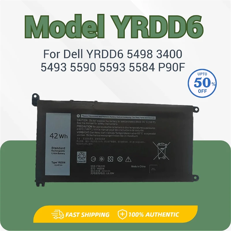 

Battery for Dell YRDD6 5498 3400 5493 5590 5593 5584 P90F Laptops