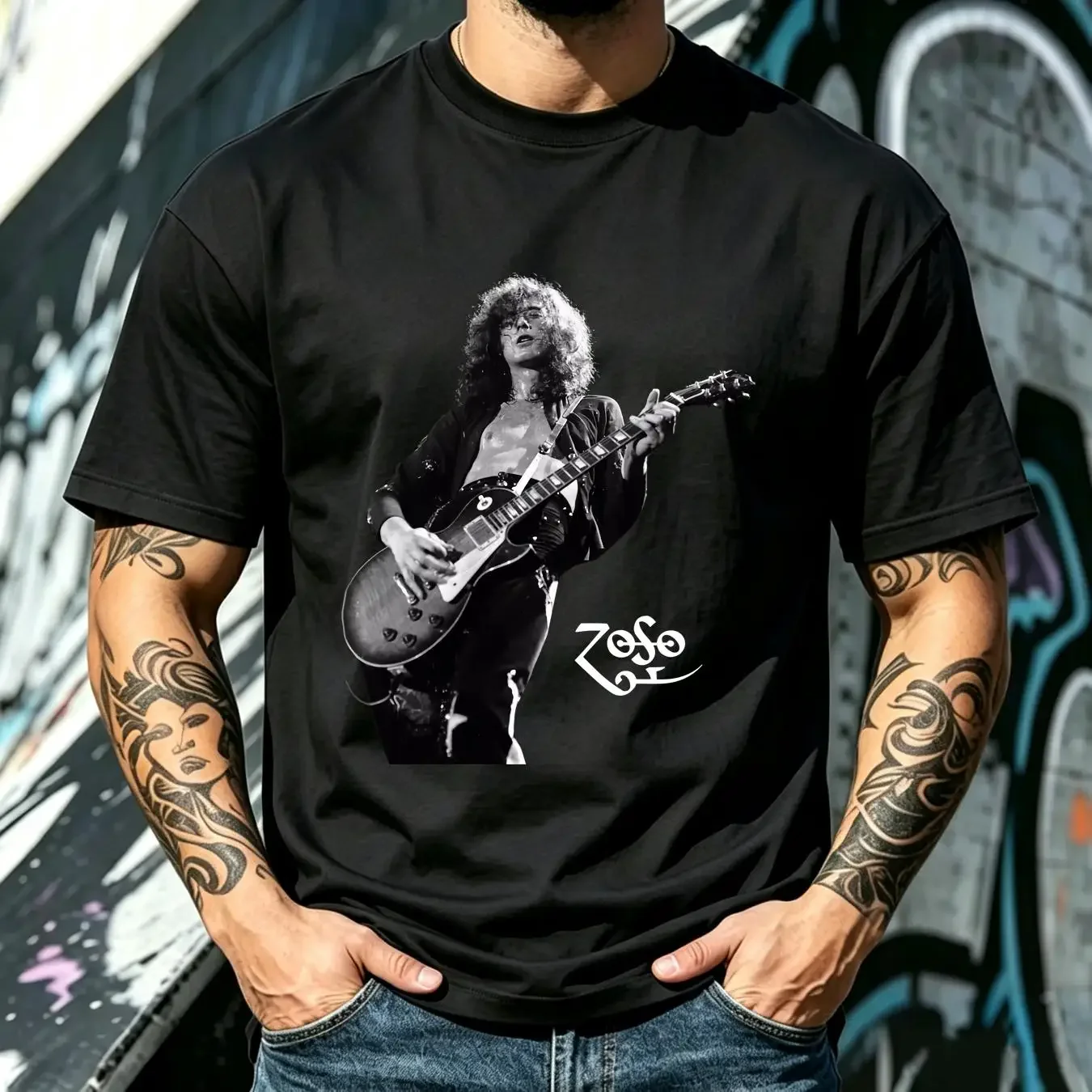 washed T Shirt VTG Jimmy Page The Yardbirds Black Cotton All sizes S 5XL FF1948 vintage Washed Comfortable homme Stylish Unisex