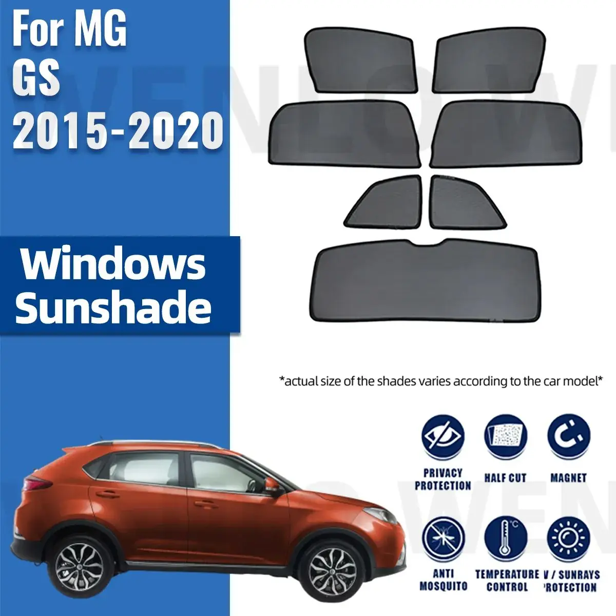 For MG GS 2015-2020 Front Windshield Frame Curtain Magnetic Car Sunshade Shield Rear Side Window Sun Shade Visor Accesorries