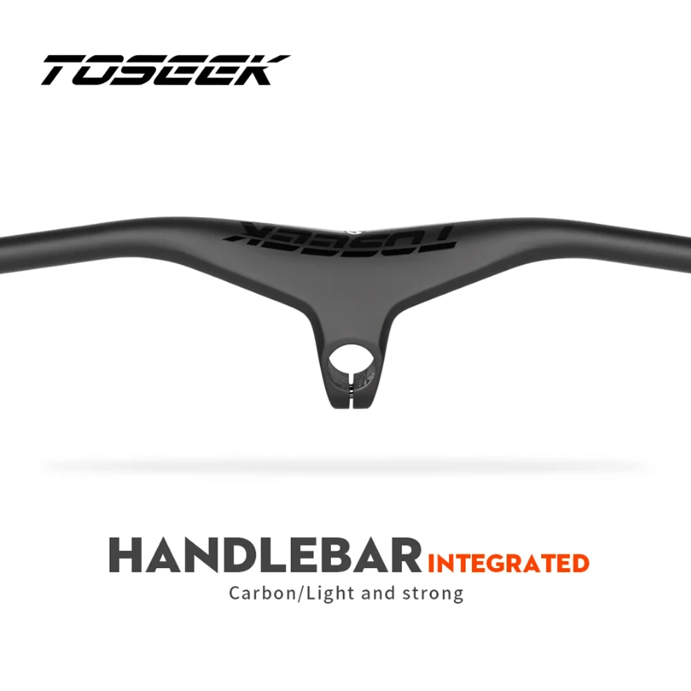 

TOSEEK Mtb Handlebars And Stem 28.6mm-17Degree Carbon Integrated Handlebar For Mountain Bike 660~80070/80/90/100mm Bicycle Parts