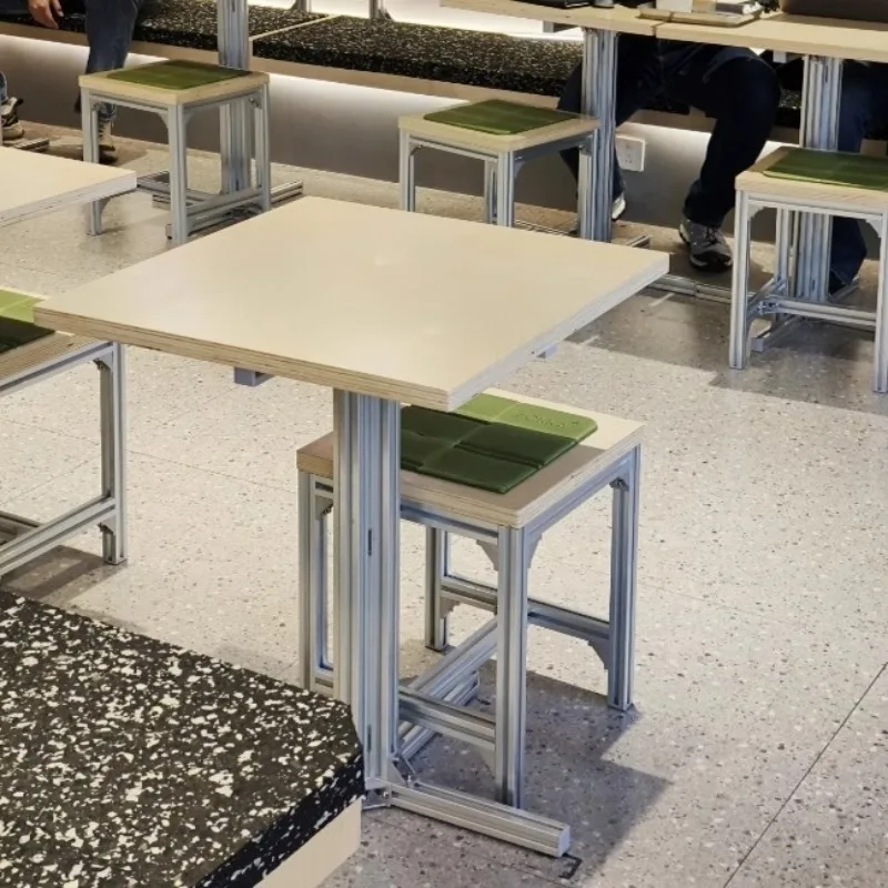 

Aluminum profile outdoor movable dining table, display table, ocean board birch industrial wind table