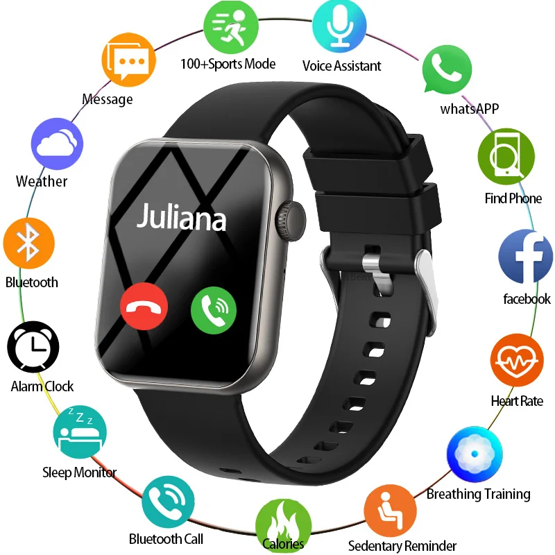 2025 Новые спортивные умные часы для мужчин, полный сенсорный экран, пульсометр, Bluetooth-вызов, 1,9 дюйма, AI Voice, IP68, водонепроницаемые умные часы для женщин