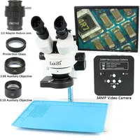 PCB Solderin Repair Set 3.5-90X Simul-Focal Zoom Trinocular Stereo Microscope with 34MP HDMI USB Industrial Digital Video Camera