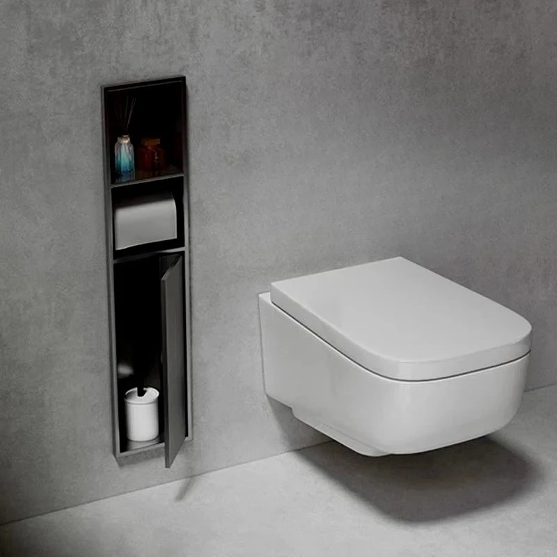 فرشاة تواليت من الفولاذ المقاوم للصدأ 304، مساحة تخزين مدمجة في الحمام مع باب، حامل ورق تواليت مخفي