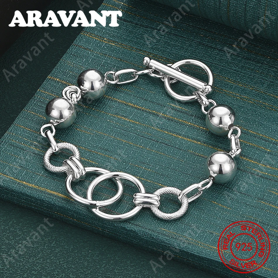 925 Sterling Silver Smooth Bead Ot Chain Bracelet For Women, Commuter Accessories, Christmas Gifts, Jewelry