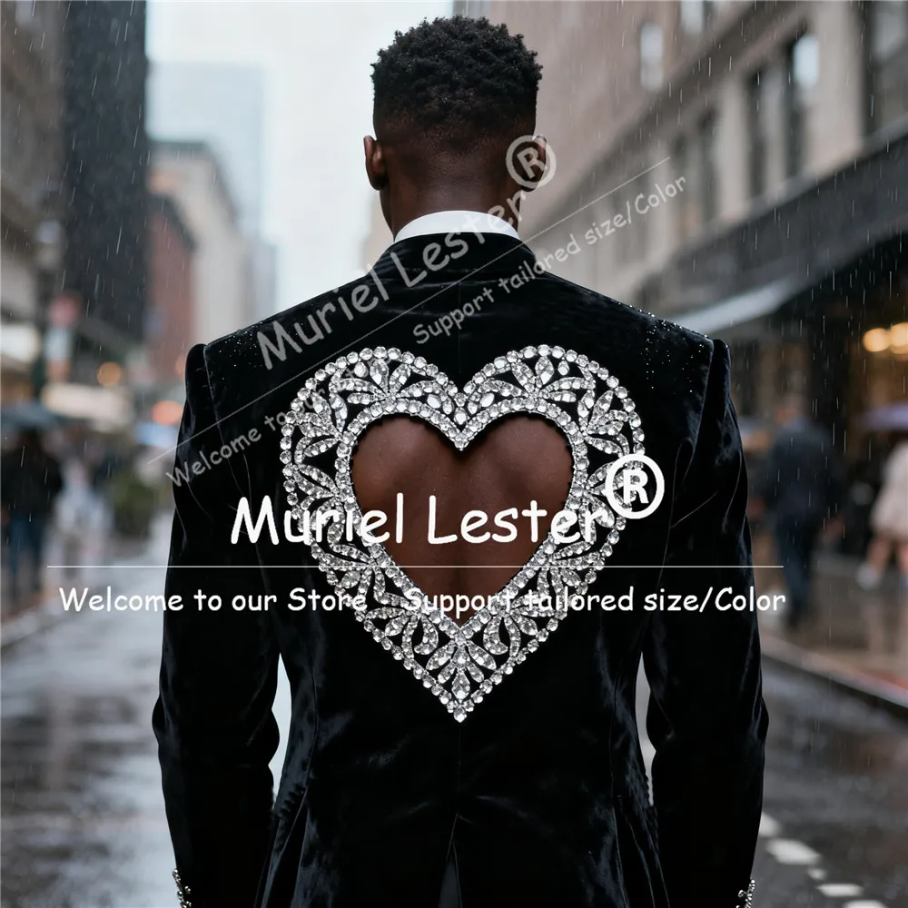 الشظية مطرز بلورات دعوى الرجال لحفل الزفاف تول قطع التدريجي تصميم المخملية حفلة موسيقية بليزرات مخصصة 2 قطعة العريس البدلات الرسمية سليم صالح