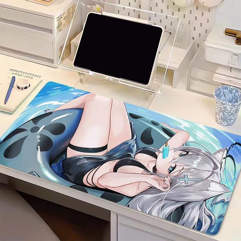 Rubber PC Kawaii Mousepad Gamer Gaming Mouse Pad Blue Archive Desktop Keyboard Pad Computer Laptop Sunaookami Shiroko Mouse Mat