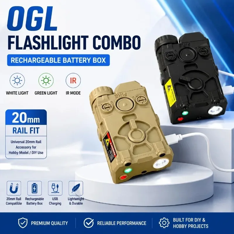Infrared Green Light Functional Light Combo OGL, Battery Box Accessory Fits Widely‑used 20MM Rail