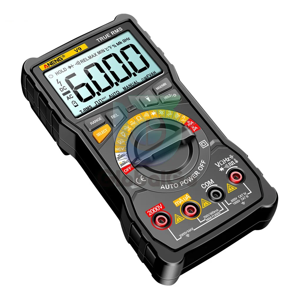 Imagem -05 - Aneng v9 Lcd Multímetro Digital 6000 Contagens 2000v Teste de Tensão Multister Atual Tester Display Luminoso com Função Buzzer