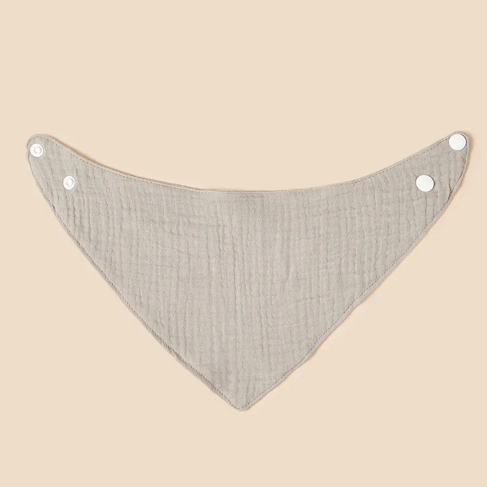 Baby Feeding Drool Bibs Saliva Towel Triangle Solid Color Scarf Bandana Soft Cotton Bib Adjustable Snap Button Burp Cloth