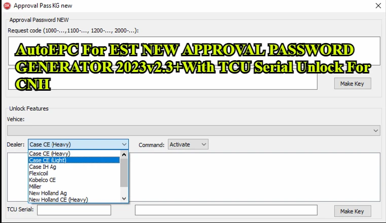 AutoEPC For EST NEW APPROVAL PASSWORD GENERATOR 2023v2.3+With TCU Serial Unlock For