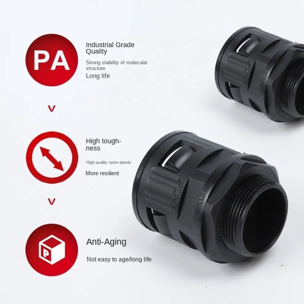 

AD15.8 Соединение пластиковой гофрированной трубы Черный многоразмерный соединитель пластиковой трубки Кабельный ввод ПП Гофрированная труба