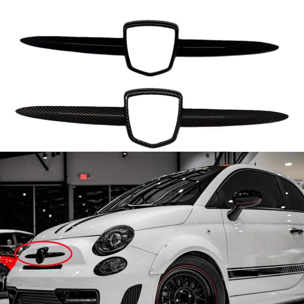 لشركة فيات 500 أبارث 595 695 أسود لامع/كربون مظهر أمامي شعار الديكور الخارجي تعديل الملحقات 2012-2023 طقم الجسم #1