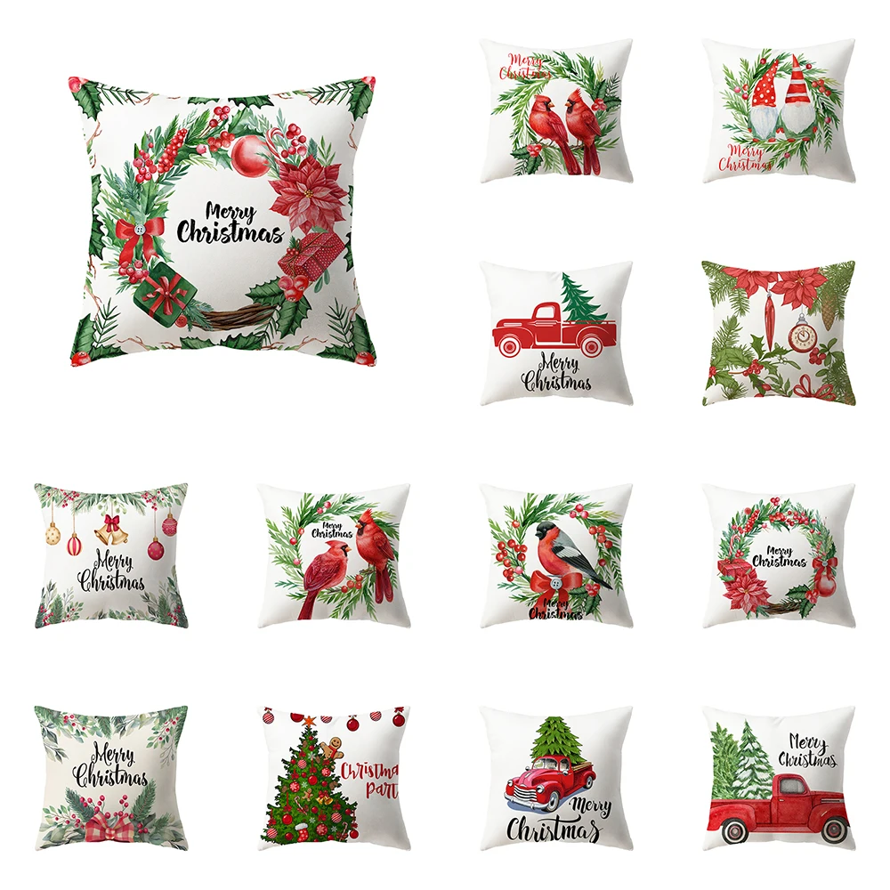 Christmas Atmosphere  Decoration Printing Pattern Cushion Cover Home Living Room Sofa  Pillow  