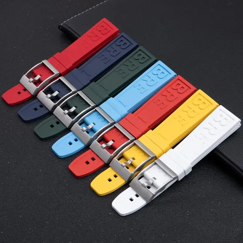 

NFR Soft Natural Fluororubber FKM Rubber Letter Watchband 22mm For Breitling Strap For Professional Superocean Navitimer