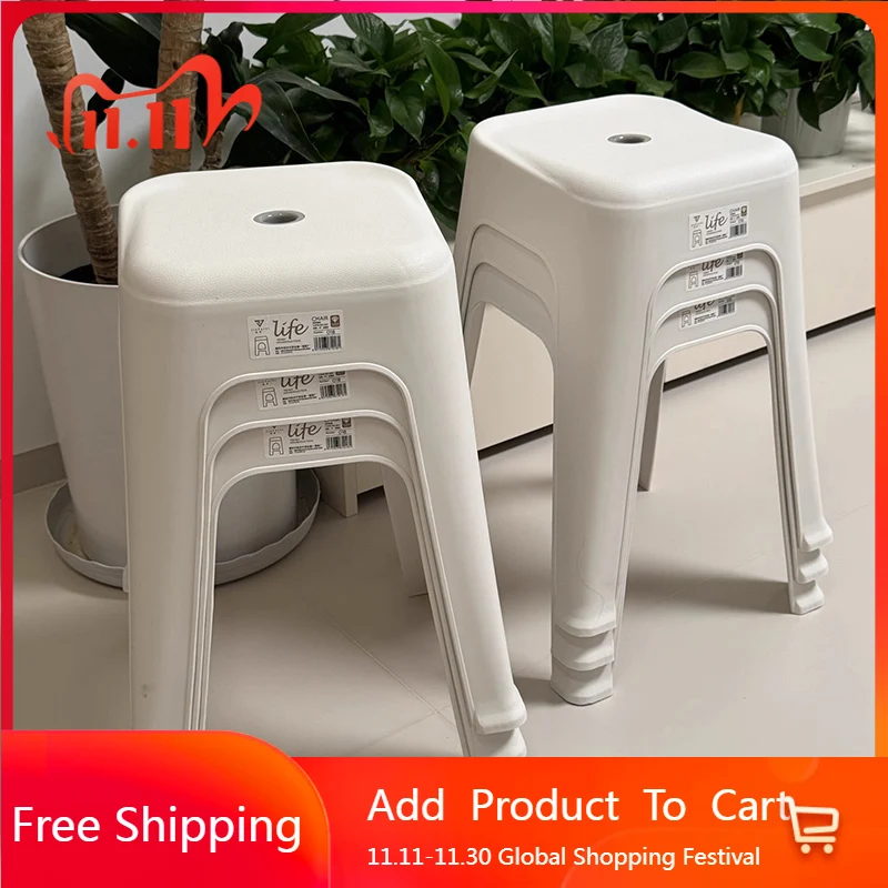 

Plastic Portable Bathroom Chair Shower Tourist Outdoor Designer Stool Space Saving High Stackable Bedroom Cadeira Home Furniture