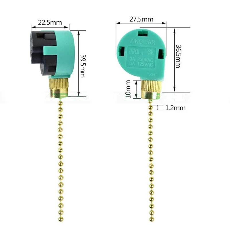 1 Pcs Green Copper 3-speed 4-wire Zipper Fan Light Wall Light Dining Elevator ZE-268S6 Speed Switch Ceiling Fan Switch