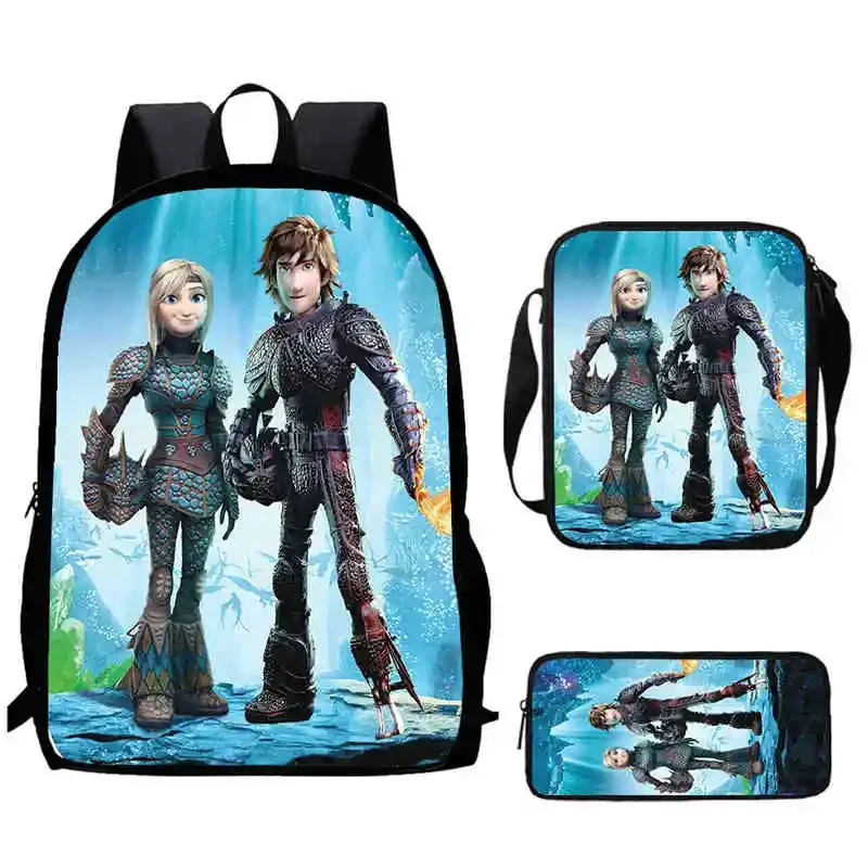 

Cartoon How to T-Train Your D-Dragon Child School Backpack With Shoulder Bag Pencil Bag For Kindergarten,Best Gift For Boy Girl