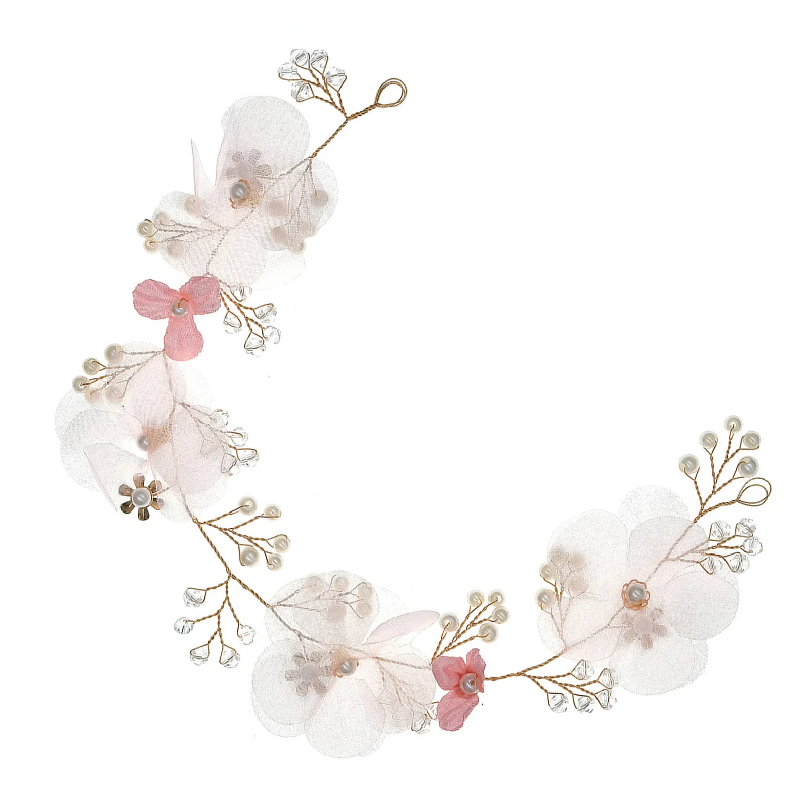 

Floral Bridal Headband Headdress Nonslip Stability Headwear with Pearls for Hairstyle Making Tool TUE88