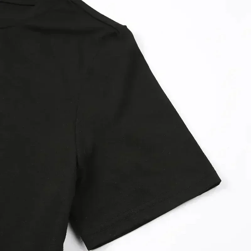 Camiseta de talla grande para mujer, pantalón corto informal de manga con estampado gráfico de siete corazones, camiseta gótica Y2k para amantes