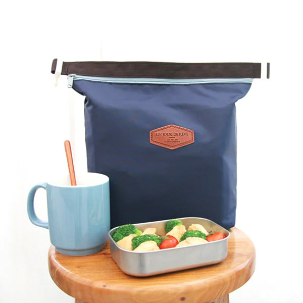 

Insulated Lunch Bag 28x27x9cm Random Color Nylon Thermal Aluminum Foil Zipper Keeps Food Warm Refresh Drinks Cold Picnic