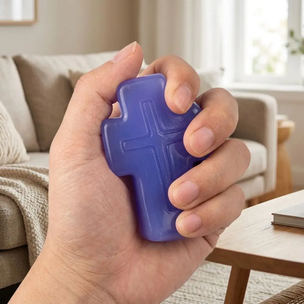 Super Soft Faith Cross Squishy Toy Smooth Surface Slow Rebound Slow Rise Squishy Cross Pattern DIY Craft Fidget Sensory Toy
