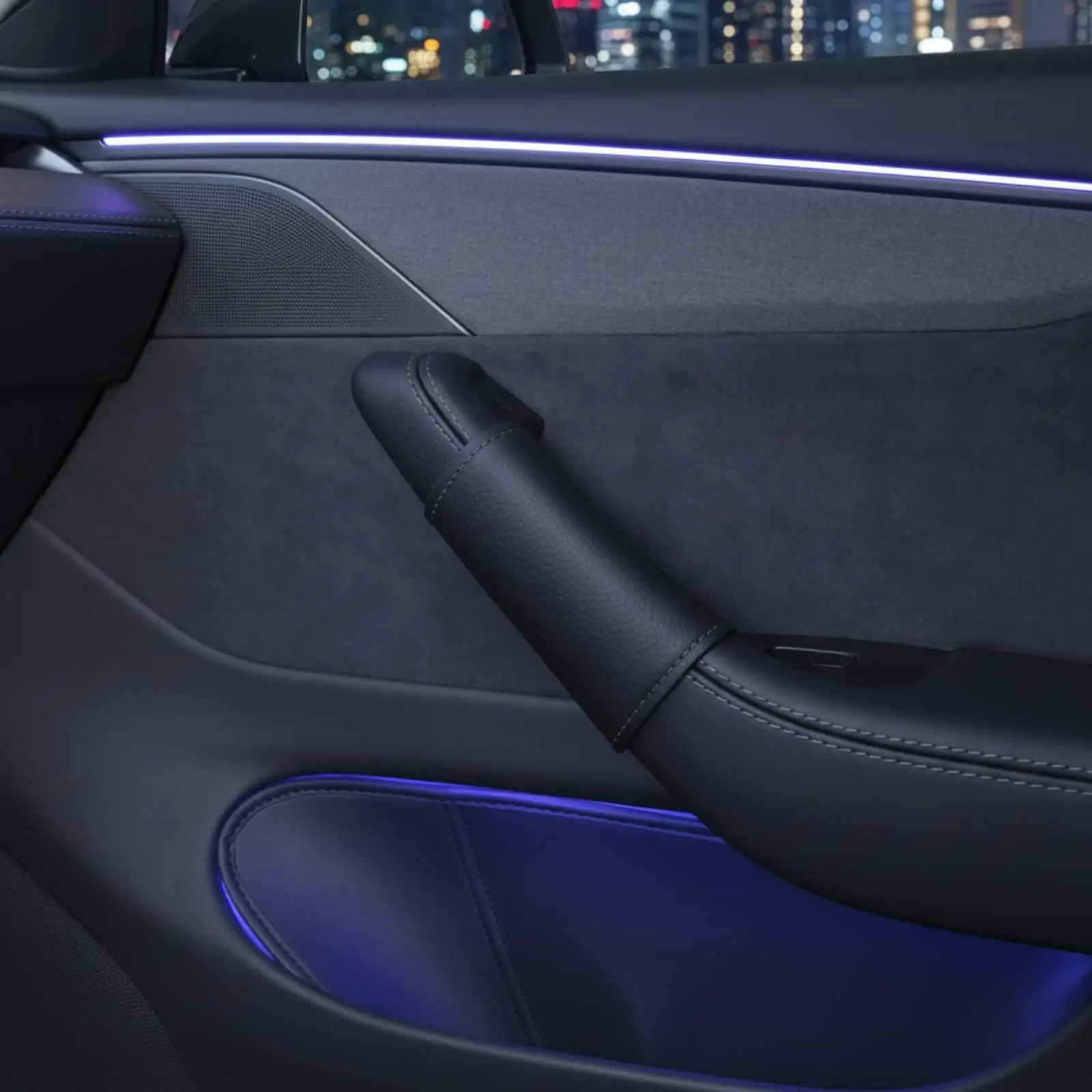 Car Door Handle Cover with Easy Installation Premium Leather Grain Protector for Modern Electric Compact Sedan Interior