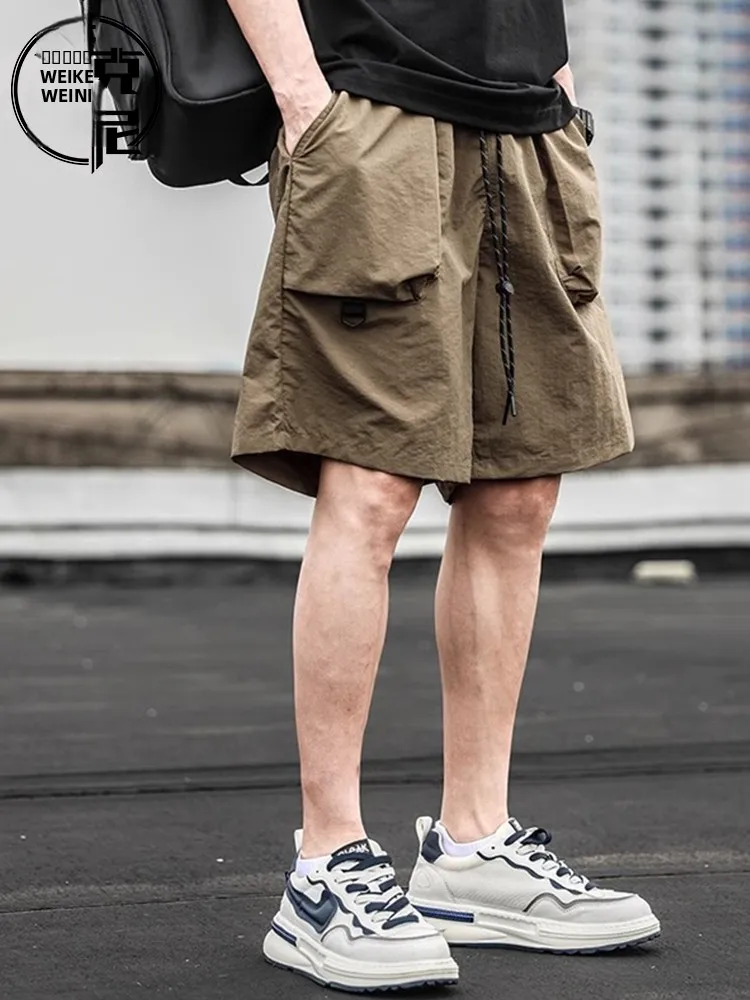 

Мужские летние тонкие быстросохнущие спортивные брюки American Sle Workwear: модные повседневные прямые брюки для активного отдыха, длина 3/4