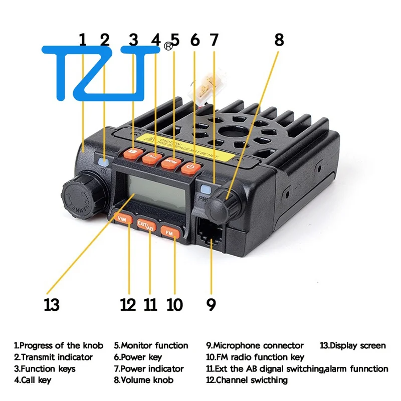 TZT QYT-KT8900 25 واط VHF UHF موبايل راديو صغير الحجم جهاز الإرسال والاستقبال مع كابل تغذية هوائي البرمجة