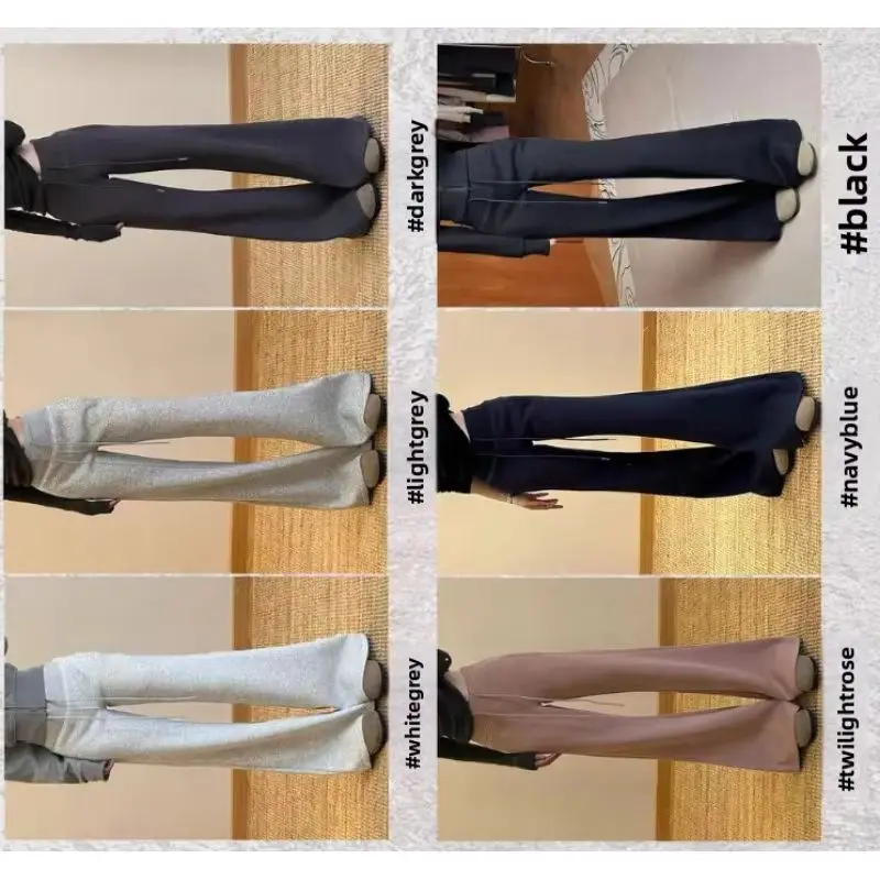 High-waisted Slimming Drooping Effect The Same Fleece Flared Sweatpants Grey Slightly Flared Casual Pants Women New Autumn Style