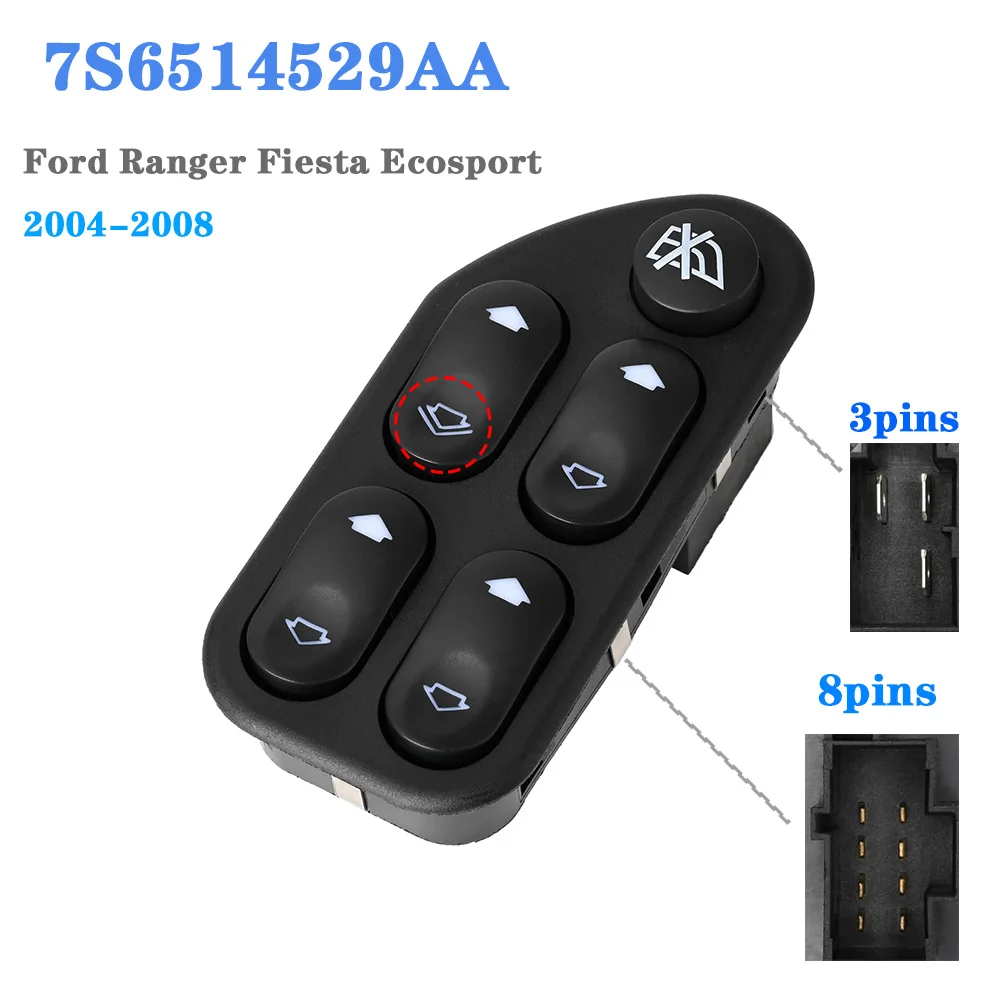 

7S6514529AA for Ford Ranger Fiesta Ecosport 2004-2008 Electric Window Switch Lifter Control Adjust Button Parts Car Accessories