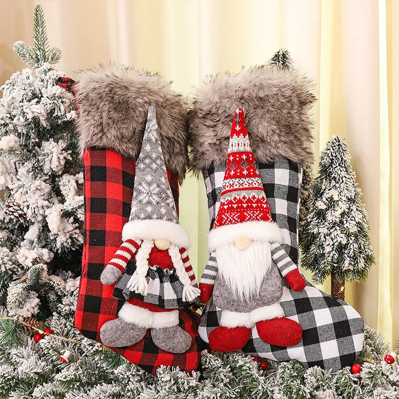 

2023 New 3D Doll Xmas Tree Hanging Sock Pendant Christmas Stocks Fireplace Ornaments Holiday Parties Season Decorations Products