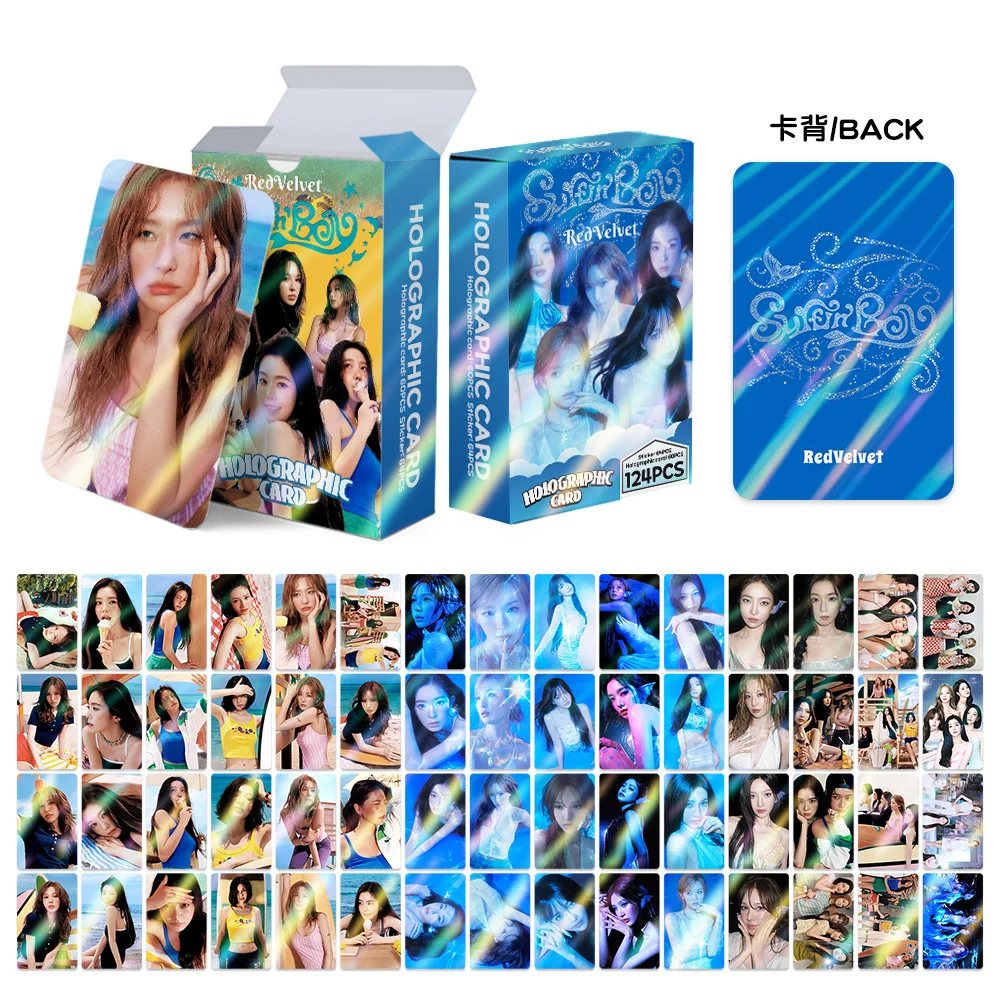 124Pcs/Set Idol Girl Group RED VELVET Summer Mini Album HD Printed Photo Card Irene SeulGi Wendy Joy Yeri Fan Collection Gift image 3