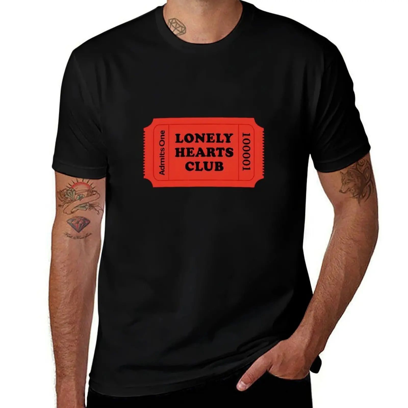 

Lonely Hearts Club Admit One Sticker T-Shirt graphic t shirts anime shirt korean fashion mens vintage t shirts