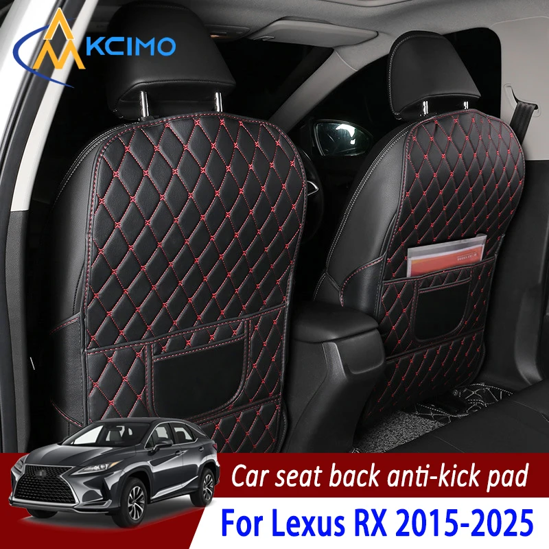 

For Lexus RX 2015-2025 PU Leather Car Anti-Kick Pad Seat Back Protector Cover Back Seat Organizer with Storage Pocket