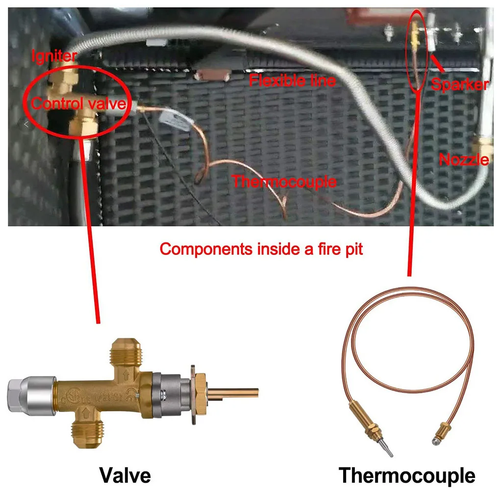 

Propane Fire Pit Control Valve Assembly Kit Stove Repair Flameout Protection